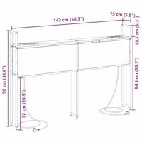 Opberghoofdbord met hoofdeinde met opslag Zwart eiken 140 cm Bewerkt hout - thumbnail