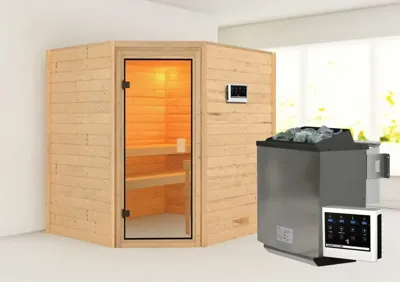 Karibu | Elea Sauna | Biokachel 9 kW Externe Bediening
