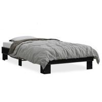 Bedframe bewerkt hout metaal zwart 200x200 cm - thumbnail