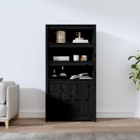 Hoge kast 80x35x154 cm massief grenenhout zwart - thumbnail
