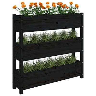 Plantenbak 112x25x104,5 cm massief grenenhout zwart