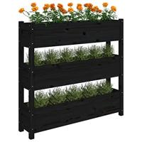 Plantenbak 112x25x104,5 cm massief grenenhout zwart - thumbnail