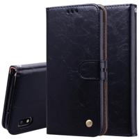 Business Style olie Wax textuur horizontale Flip lederen case voor Galaxy A10 met houder & card slots & portemonnee (zwart) - thumbnail