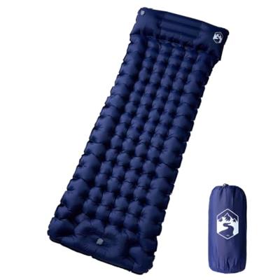 VidaXL Kampeermatras met kussen zelfopblazend 1-persoons marineblauw VidaXL Kampeermatras met kussen zelfopblazend 1-persoons marineblauw