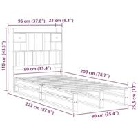 Bed met boekenkast zonder matras massief grenenhout 90x200 cm - thumbnail