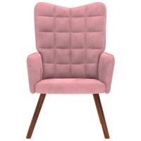 Relaxstoel fluweel roze - thumbnail