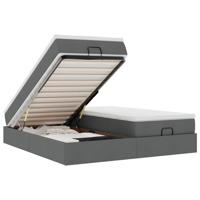 Ottoman bed met matrassen 200x200cm stof donkergrijs - thumbnail