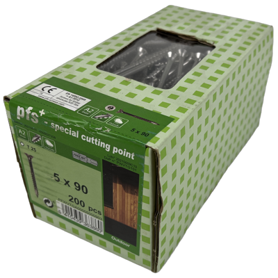 Pgb-Europe PFS+ | RVS Spaanplaatschroef PFS+ VZK-T TX25 Ø 5,0x90 A2 - 200 stuks - PFWVTGA00005000903