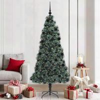VidaXL Kunst kerstboom met verlichting en ballenset groen 210 cm pet - thumbnail