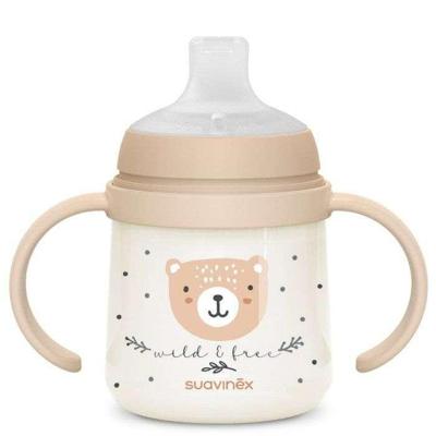 Babyfles met handvatten - SUAVINEX - NIGHT&DAY WILD&FREE - 150 ml - 6 maanden en ouder - Bruin