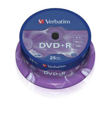 VERBATIM DataLifePlus DVD+R 16X 4,7GB (25 Stuks op Spindel) VERBATIM DataLifePlus DVD+R 16X 4,7GB (25 Stuks op Spindel)