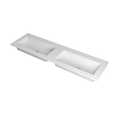 INK Kraft Wastafel Dubbele Bak met 2 Kraangaten - 1600x450x10 mm - Mat Wit