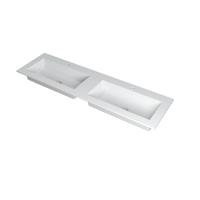 INK Kraft Wastafel Dubbele Bak met 2 Kraangaten - 1600x450x10 mm - Mat Wit - thumbnail