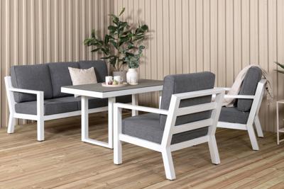 Nohr Loungeset 'Searra' Met bank, tafel en 2 stoelen, kleur Wit/Grijs