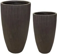 Mcollections Vaas Nora Egg Hoog - Clayfibre - Ø34 x H66 - Coffee - thumbnail