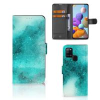 Hoesje Samsung Galaxy A21s Painting Blue | Portemonnee hoesje - thumbnail
