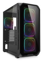 Sharkoon ak5g rgb midi tower behuizing (zwart | 2x usb-a | 1x usb-c | rgb | tempered glass) - thumbnail
