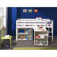 Vipack halfhoogslaper Pino met bureau en boekenkast - wit - 114x105,4x209,4 cm - Leen Bakker - thumbnail