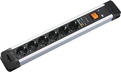 BACHMANN CONNECTUS stekkerdoos 6x geaard contact, overspanningsbeveiliging, met schakelaar, 2 m