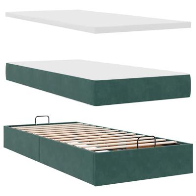 Ottoman bed met matras 100x200 cm fluweel donkergroen
