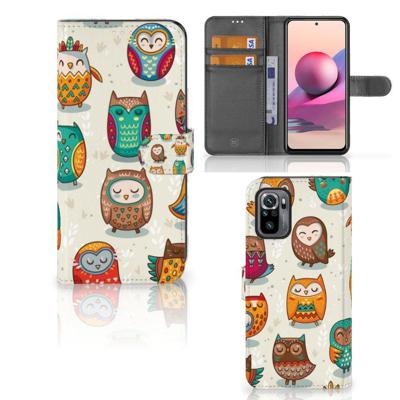 Xiaomi Redmi Note 10S | 10 4G | Poco M5s | Telefoonhoesje | Met pasjeshouder | Vrolijke Uilen