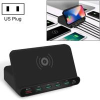 828W 7 in 1 60W QC 3 0 USB-interface + 4 USB-poorten + USB-C/type-C-interface + draadloos opladen multifunctionele oplader met mobiele telefoon houder - thumbnail