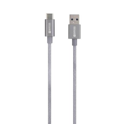 Skross SKCA0012A-C120CN USB-kabel USB 3.2 Gen1 (USB 3.0 / USB 3.1 Gen1) USB-A stekker 1.20 m Space grijs Rond, Flexibel, Stoffen mantel