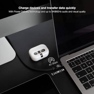 NANOCABLE 10.01.5001 - USB 4 Gen 3x2 40Gbps 5A/240W, USB-C naar USB-C, compatibel met Thunderbolt 3 en Thunderbolt 4, tot 8K bij 60Hz, zwart, 1 meter