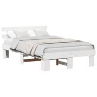 Bedframe met hoofdeinde Wit 120 x 190 cm Massief grenenhout - thumbnail
