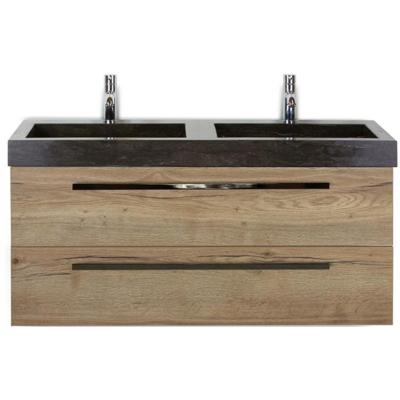 Seville Badmeubelset 120 cm - 2 Laden Natuur Eiken - Wastafel Lucca Dubbel