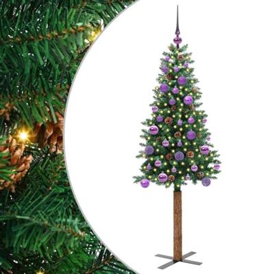 VidaXL Slanke kerstboom groen 150 cm pvc en massief dennenhout VidaXL Slanke kerstboom groen 150 cm pvc en massief dennenhout