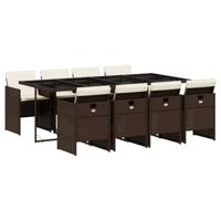 9-delige Tuinset met kussens poly rattan bruin - thumbnail