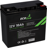 EcoLine - AGM 12V 18AH - 18000mAh VRLA Batterij - 181 x 77 x167 - Deep Cycle Accu - thumbnail