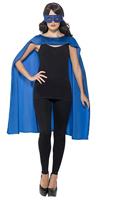 Superhero cape met masker blauw - thumbnail