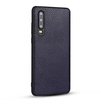 Voor Huawei P30 Litchi PU lederen anti-Falling TPU beschermhoes (Deep Blue)