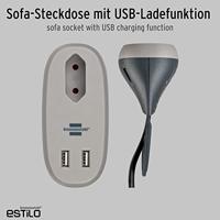 Brennenstuhl brennenstuhl®estilo sofacontactdoos met oplaadfunctie 1xEuro-socket en 2xUSB-Charger antraciet/grijs - 1150290 - thumbnail
