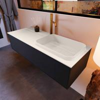 Badkamermeubelset Mondiaz Erin 120 cm met 1 Lade met RIDGE Wastafel Rechts Linen met 1 kraangat Greeploos Mat Urban - thumbnail