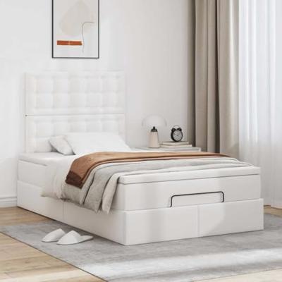 Ottoman bed met matras 120x190 cm kunstleer wit