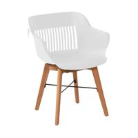 Hartman Jill tuinstoel wit - houten onderstel - thumbnail