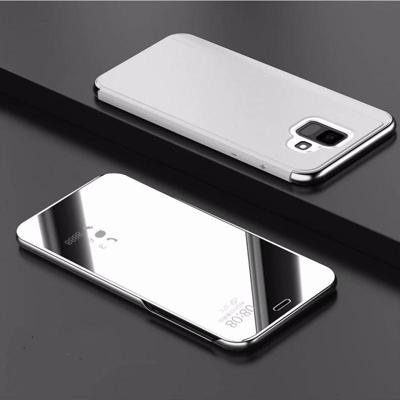 Galvaniseren spiegel horizontale Flip lederen draagtas voor Xiaomi Pocophone F1 met houder (zilver)