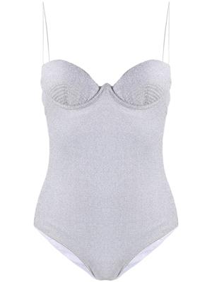 Oséree glittered strapless once piece - SILVER