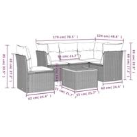 6-delige Loungeset met kussens poly rattan beige - thumbnail
