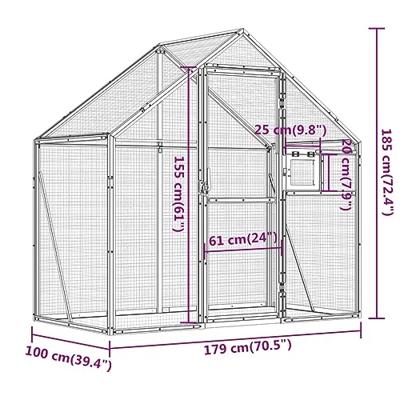 Volire 179x100x185 m aluminium antracietkleurig
