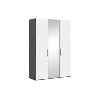 Goossens Kledingkast Easy Storage Ddk, Kledingkast 153 cm breed, 220 cm hoog, 2x glas draaideur en 1x spiegel draaideur midden - thumbnail