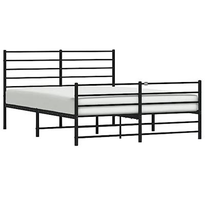 Bedframe met hoofd- en voeteneinde metaal zwart 150x200 cm - thumbnail