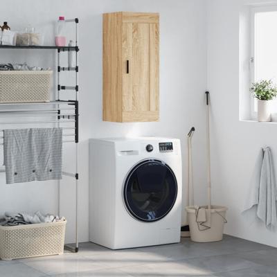 Wandkast 34,5x34x90 cm bewerkt hout sonoma eikenkleurig