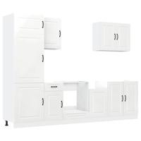 7-delige Keukenkastenset Kalmar bewerkt hout glanzend wit - thumbnail