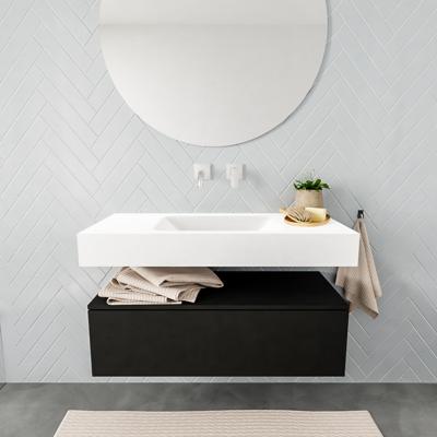 Badmeubel Ibiza 100 cm Mat Zwart Spoelbak Midden Mat Wit (0 kraangaten) Badmeubel Ibiza 100 cm Mat Zwart Spoelbak Midden Mat Wit (0 kraangaten)