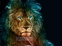 Schilderij - Leeuw in kleuren, premium print, 3 maten , Multikleur , Wanddecoratie - thumbnail