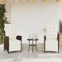 Tuinstoelen 2 st verstelbaar met voetensteun poly rattan bruin - thumbnail